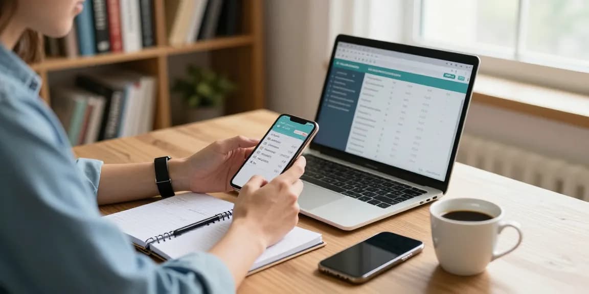 Check any number quickly with a free phone number checker in a cozy home office.