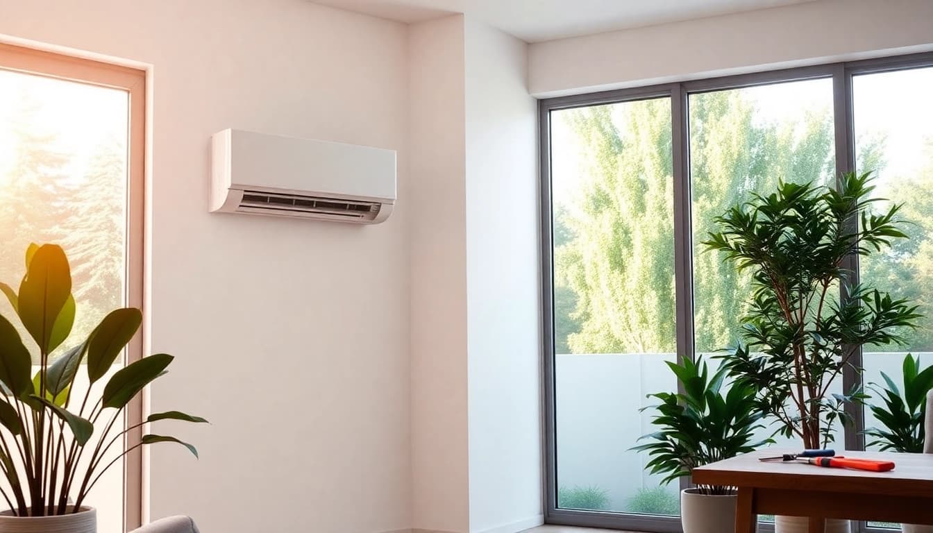 Install a mini split ac unit stylishly in a modern home interior.