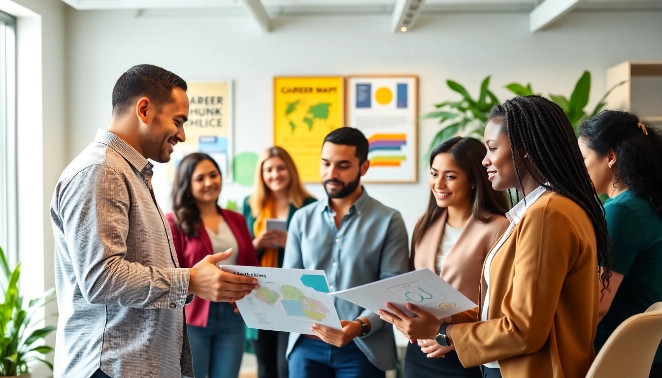 How to find my perfect career guidance scene with diverse individuals engaging actively.