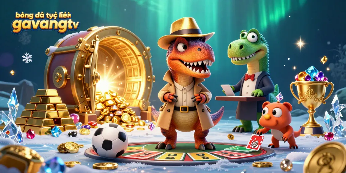 Bet on bóng đá trực tuyến gavangtv while a velociraptor tries to win at sports betting with a stegosaurus boss watching.