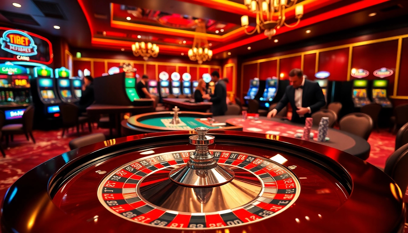 Engaging players at the hubet casino with vibrant roulette and slot machines.