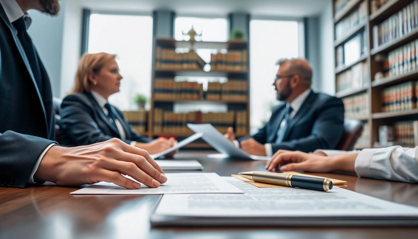 Discussing Wills with a lawyer in a modern office, showcasing professionalism and trust.