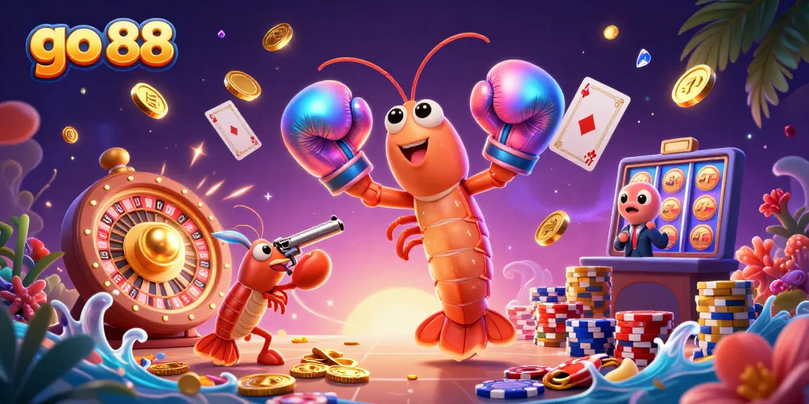 Engage with go 88's action-packed casino experience featuring vibrant 3D characters amidst dazzling game elements.