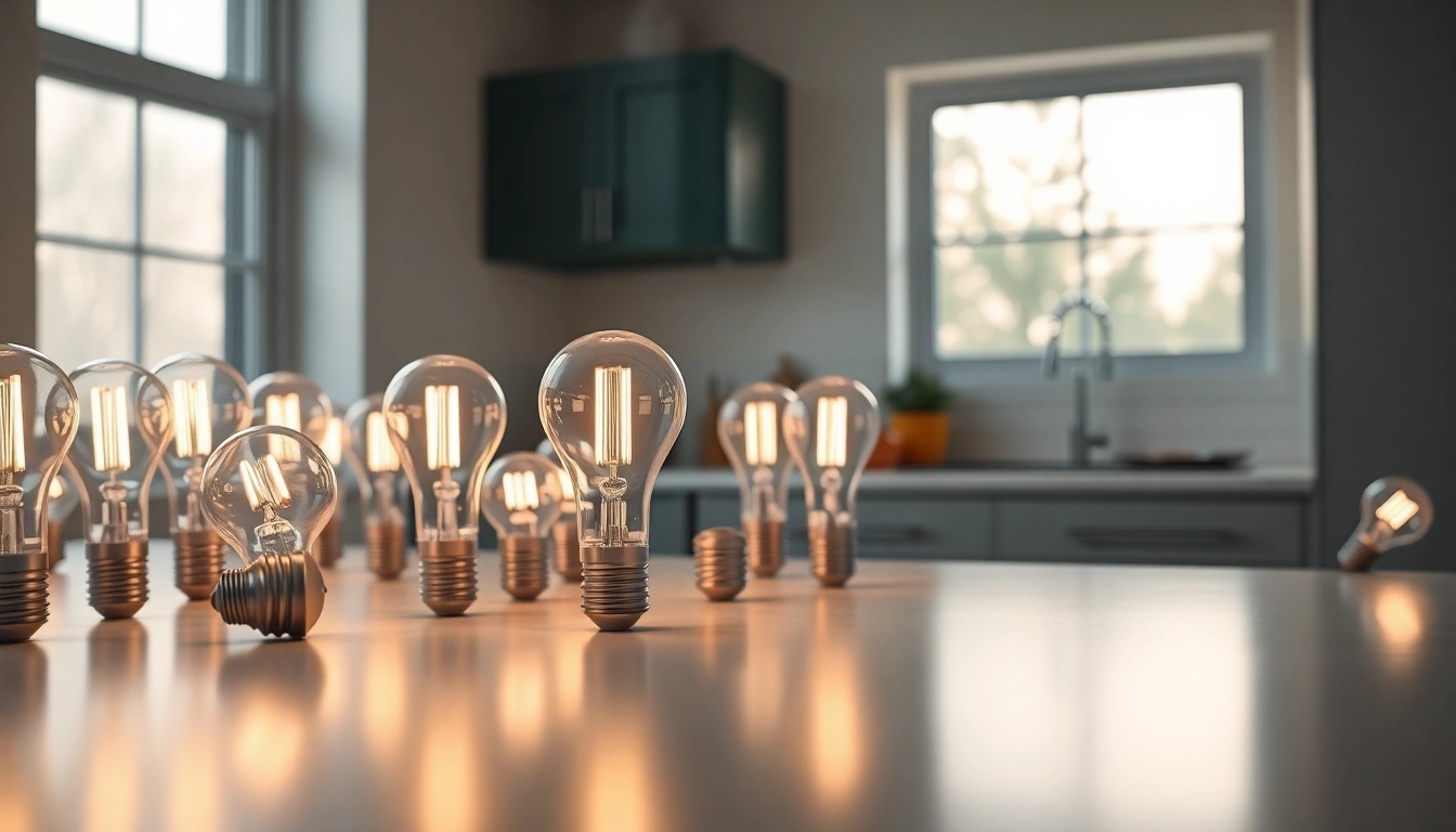 Showcasing led a19 bulbs emitting warm light in a contemporary kitchen environment.