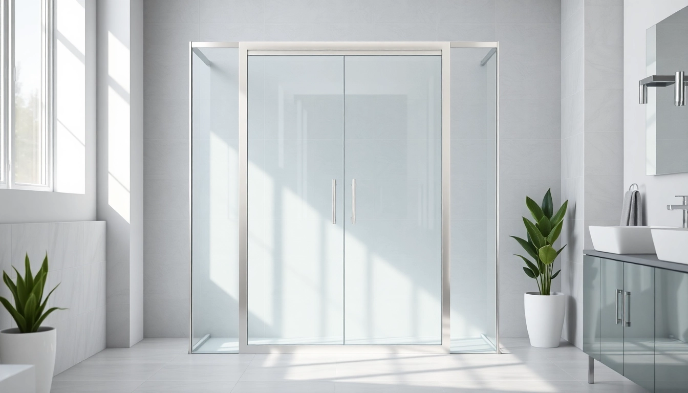 View of stylish shower sliding doors in a modern bathroom setting, showcasing elegant design and clarity.