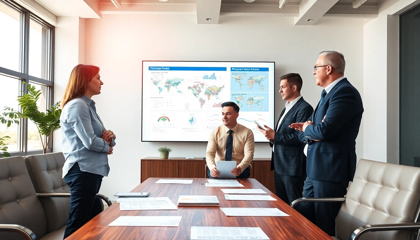 Ensure pre-post award compliance through team collaboration in a modern office.