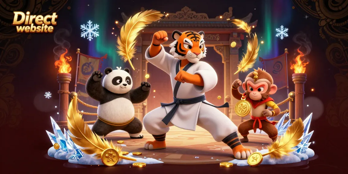 Play slots on the Direct website with engaging visuals featuring kung fu animals.