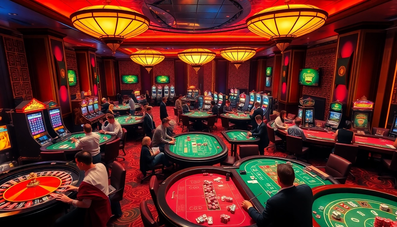 Gamblers enjoying an exciting gaming experience at Luckywin's lavish casino.