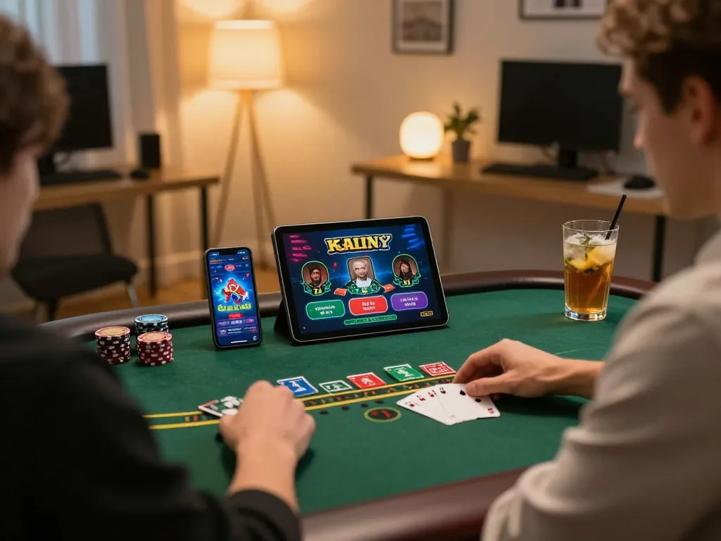 Engaging in online blackjack at 789win with a modern gaming setup.