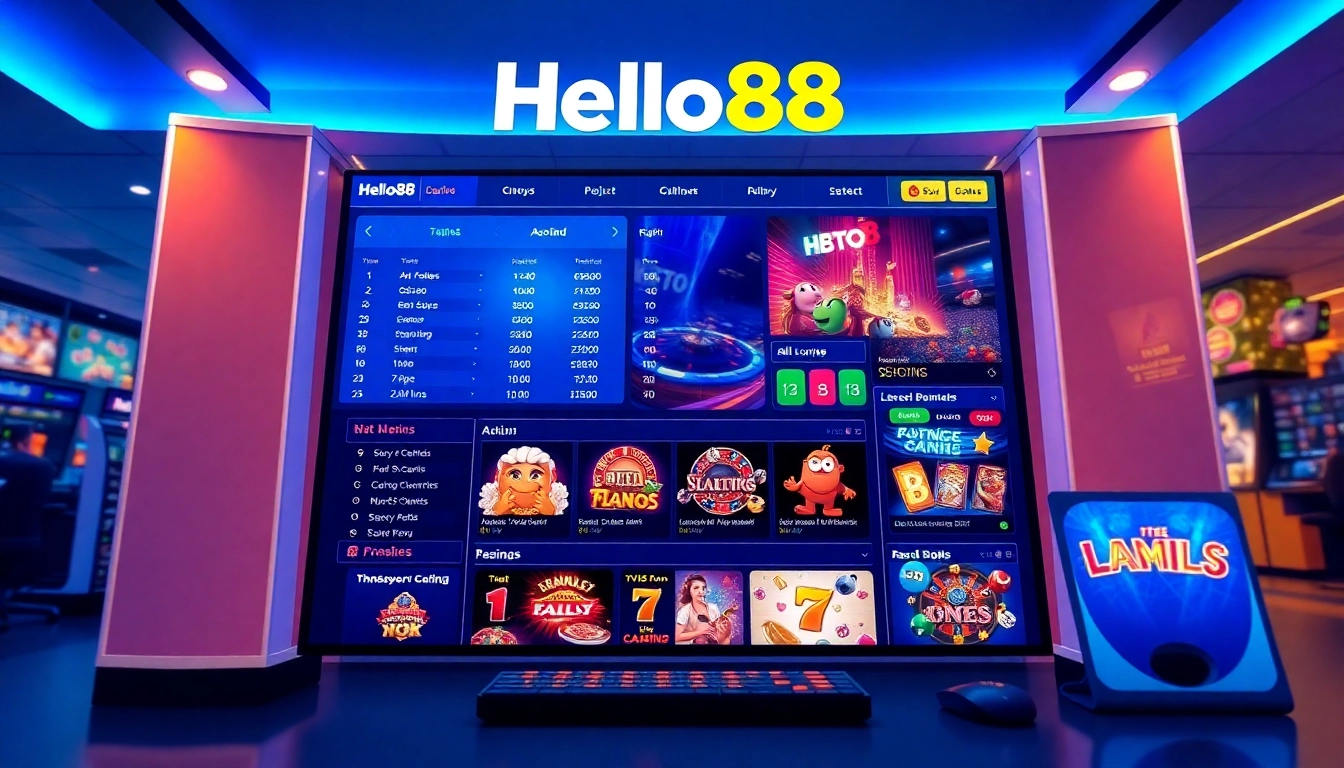 Hello88win.live gaming interface showcasing a vibrant online gambling platform with sports betting and casino games.