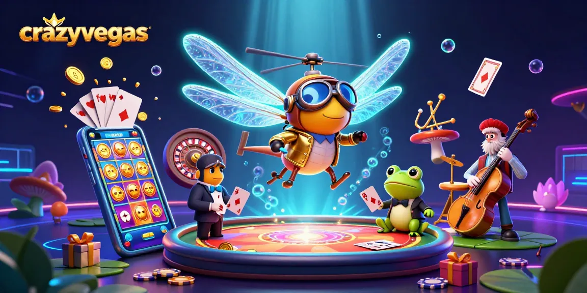 Experience thrilling gameplay with crazyvegas' dragonfly pilot above a lily pad casino, highlighting vibrant visuals and dynamic gaming elements.