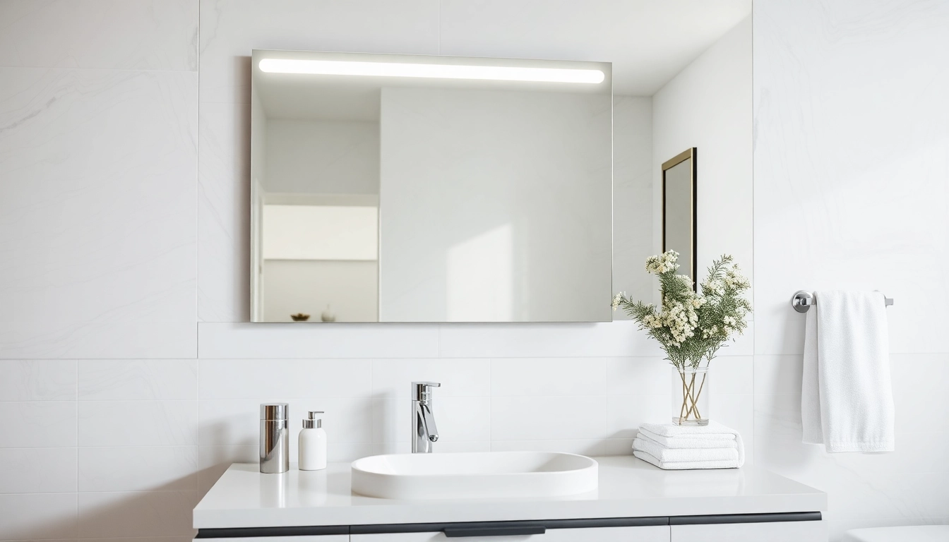 Illuminate your bathroom with this elegant mirror light mirror offering modern LED features.