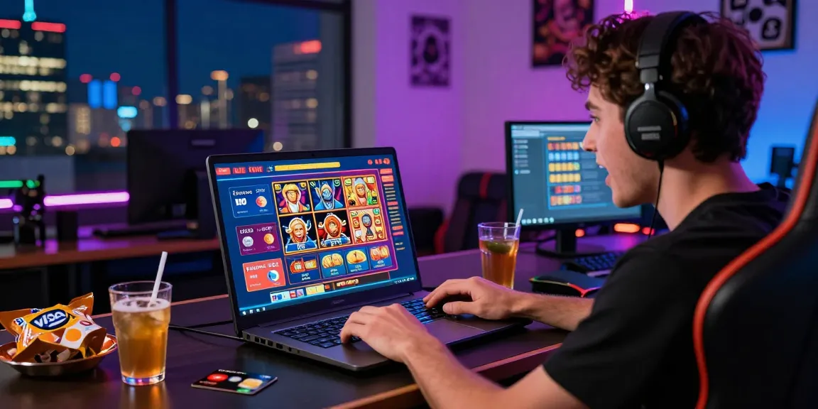 Engaged player at credit card casinos exploring options on https://scoarch.org.uk with vibrant gaming interface, showcasing Visa and Mastercard.