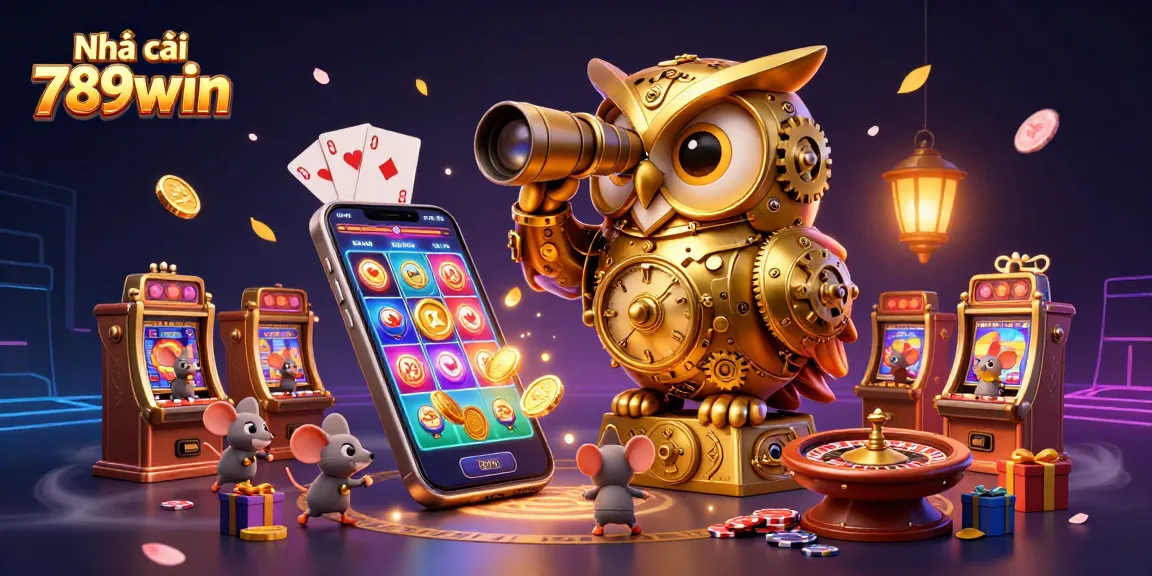 Spin to win at Nhà cái 789win, featuring golden elements and colorful slot games in 3D!