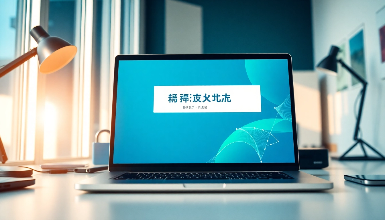 在专业工作区的现代笔记本电脑上显示的快连官网主页。