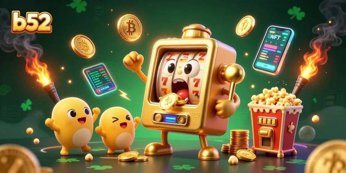 Spin the b52 slot machine jackpot with gold coins pouring out in a vibrant casino scene.