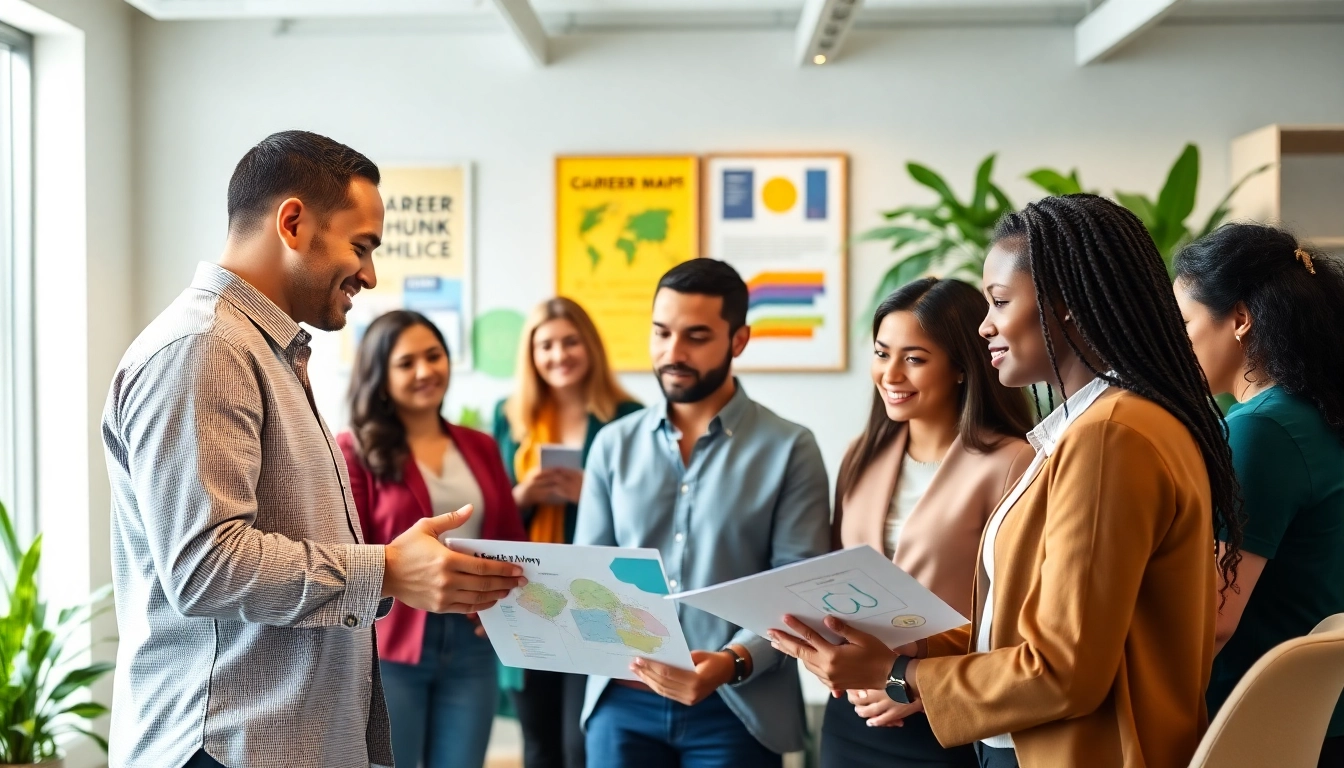 How to find my perfect career guidance scene with diverse individuals engaging actively.