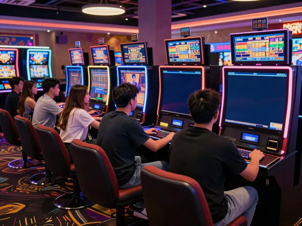 Players engaged at LU88 casino tables, showcasing vibrant gaming atmosphere and excitement.