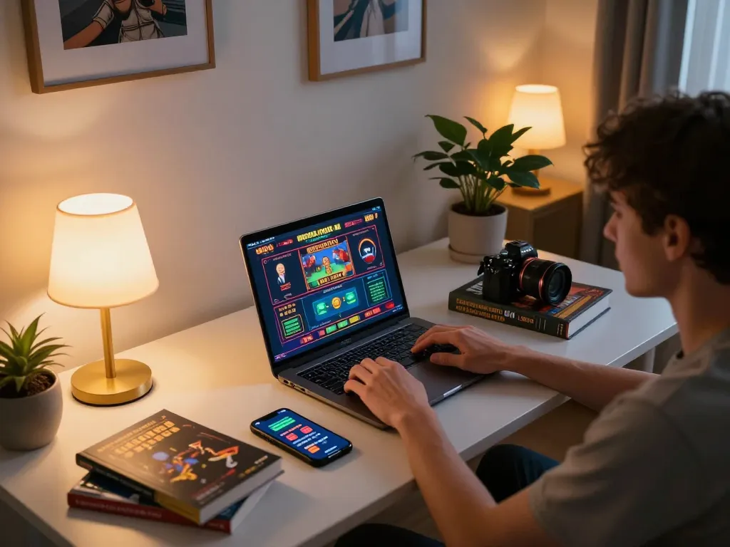 dacsandatphanrang engaging in online casino gameplay with dynamic laptop interface