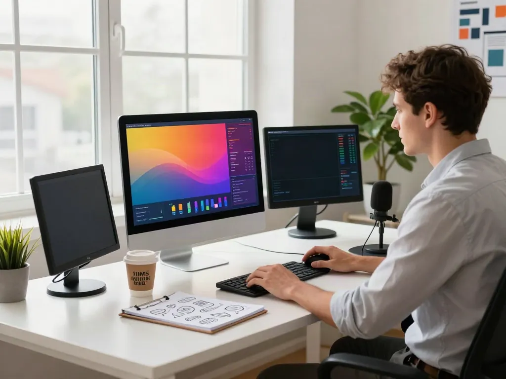 Tech workspace demonstrating instant indexing processes with data analytics.