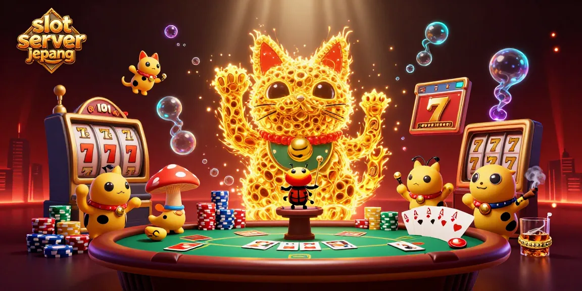 Engage with the vibrant slot server jepang scene filled with a lucky cat and poker elements.