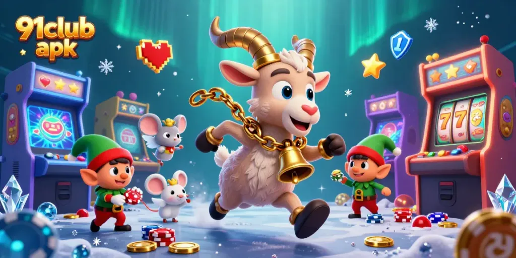 Experience gaming thrills with the 91club apk as Krampus, angels, and gremlins create a lively casino scene.