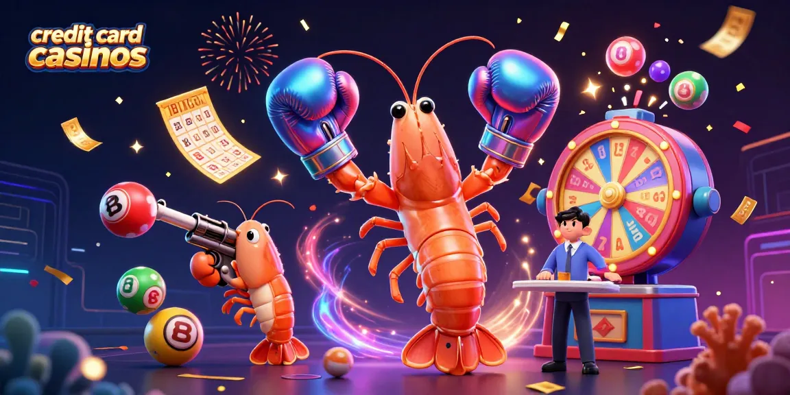 Engage with credit card casinos in a lively casino scene featuring dynamic gaming elements.