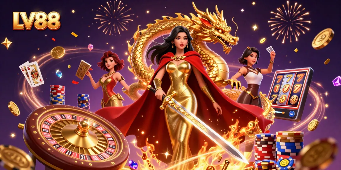 Engage in winning strategies at LV88 with a vibrant 3D casino scene featuring dynamic game elements.