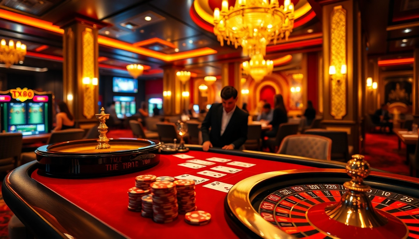 Engage in high-stakes poker at a luxurious tx88-themed casino table.