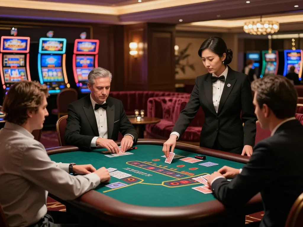 Engaged players at a baccarat table in the luxurious 88xx casino atmosphere