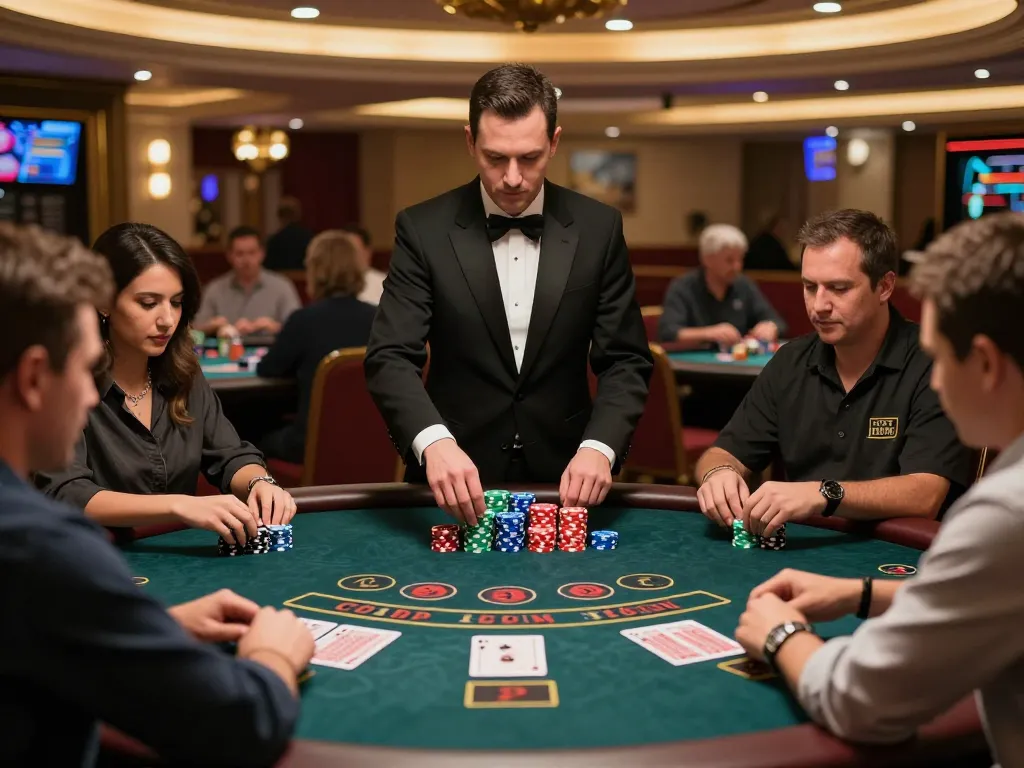 Players engaged in an exciting blackjack game at fly88's live casino, showcasing strategic gameplay.