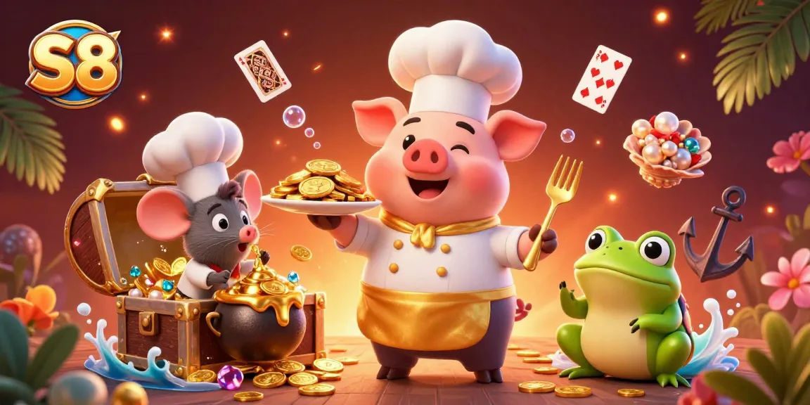 S8 offers winning strategies in a vibrant underwater treasure casino filled with gold coins and playful characters.