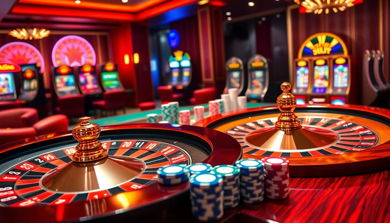 Experience the thrilling ambiance of online gambling at 789F with an exciting roulette wheel and vibrant casino elements.