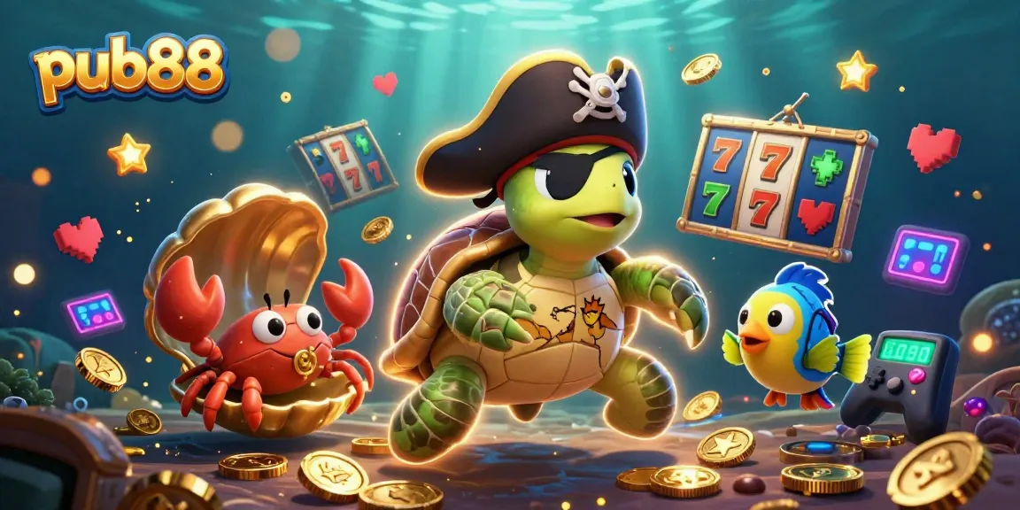 Engage with the thrilling experience of pub88 through vibrant slot reels and colorful casino elements.