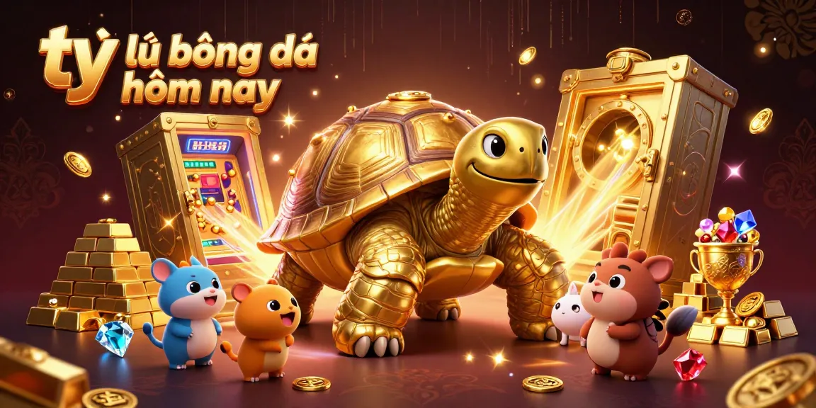 Engage with tỷ lệ bóng đá hôm nay through an exciting betting scene featuring a golden tortoise and treasures.
