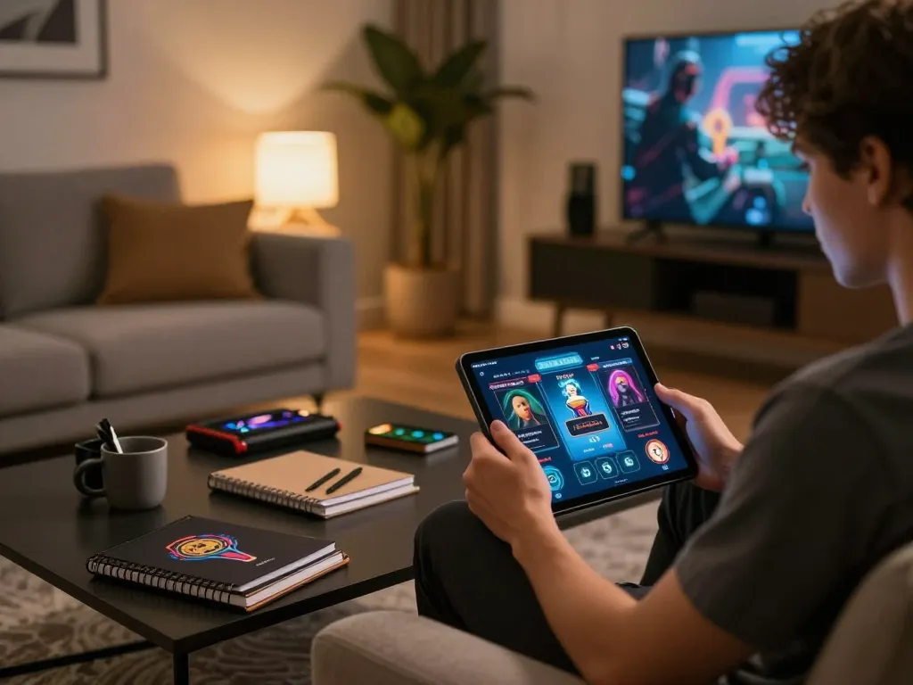 Engaging in mobile gaming with the link vao w88 app in a cozy home setup, showcasing successful gameplay strategy.