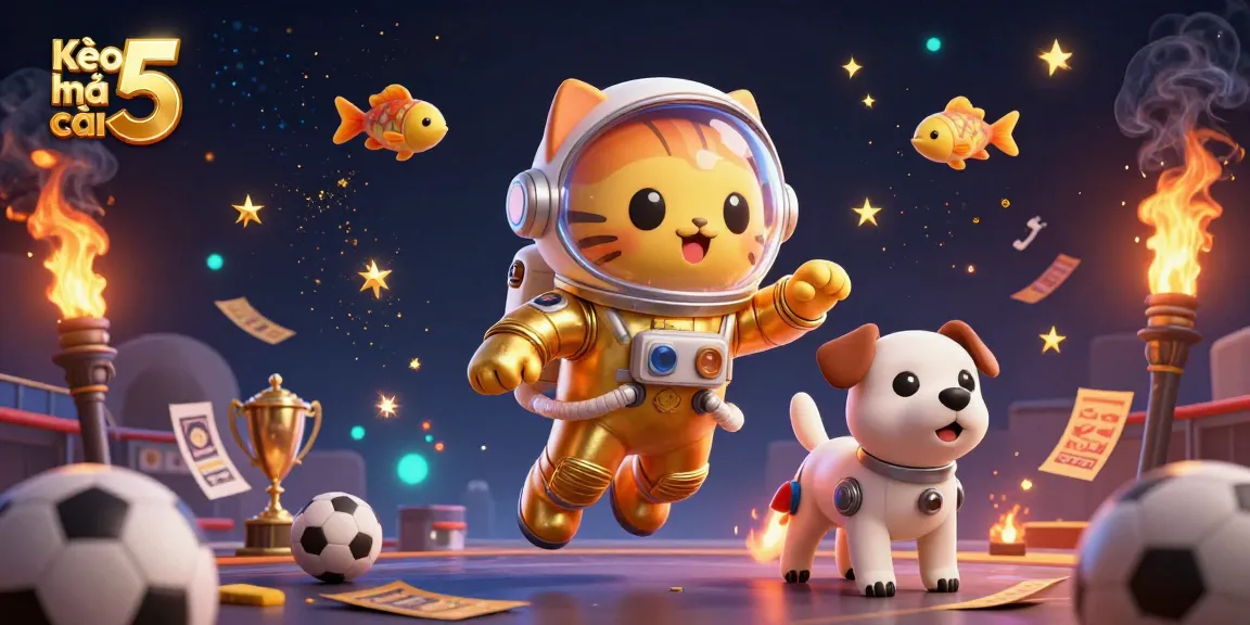 Kèo nhà cái 5 showcases an exciting sports betting scene with vibrant characters amidst dynamic gambling elements.