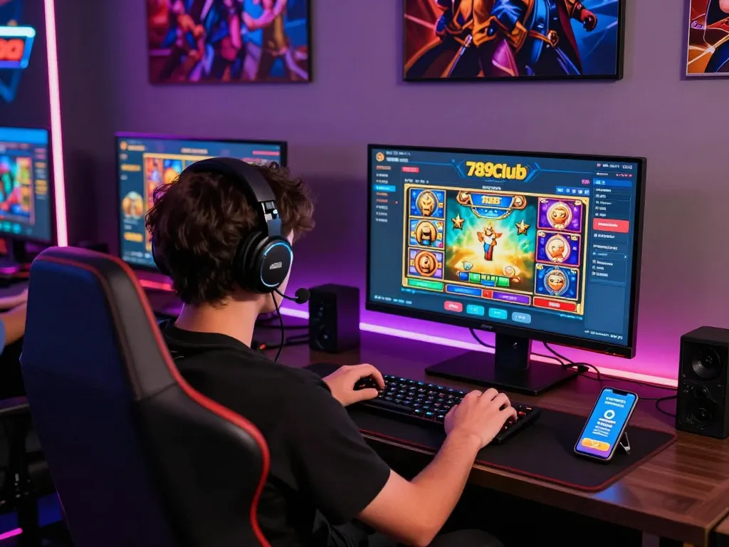 Player immersed in 789club's exciting online gaming experience with vibrant atmosphere and engaging gameplay.