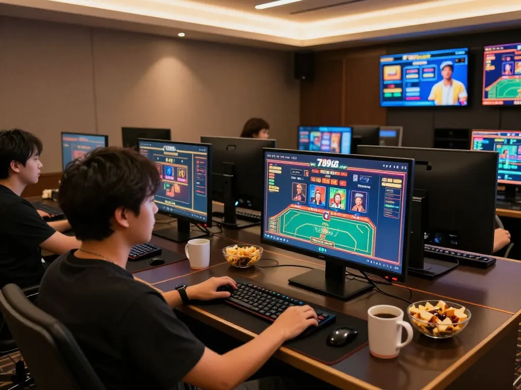 Player engaging with multiple screens of 789club and enjoying online gambling experience