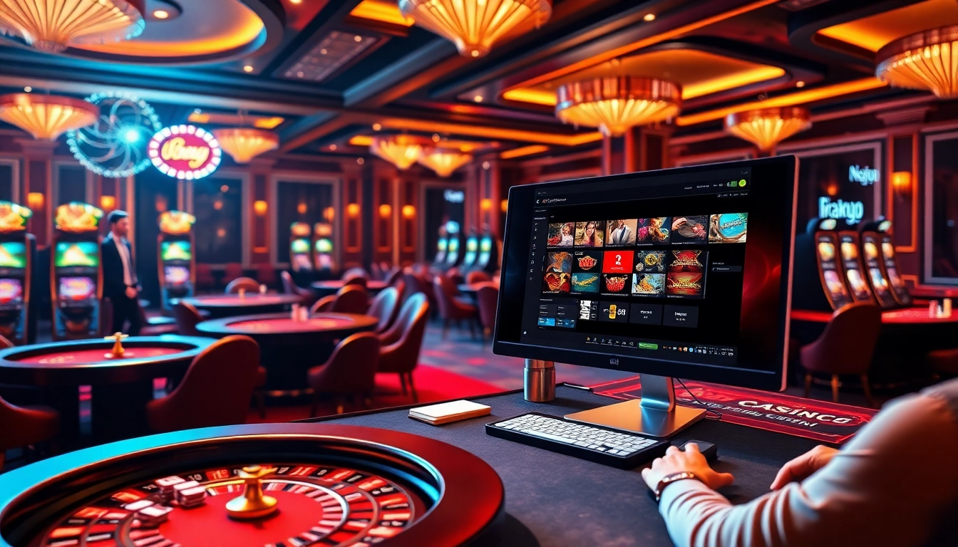 Thrilling gaming experience at Nhà cái Nohu90 with vibrant casino tables and online interfaces.