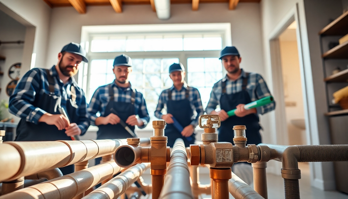 Visual representation of whole house repiping services Tampa in action, focused on skilled plumbers at work.