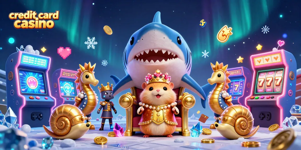 Experience the excitement of a credit card casino with a golden hamster king and vibrant gaming elements.