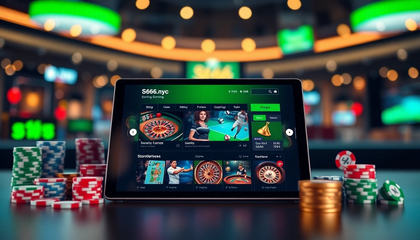 S666.nyc showcases an inviting online gambling experience with vibrant gaming options, including poker and roulette.