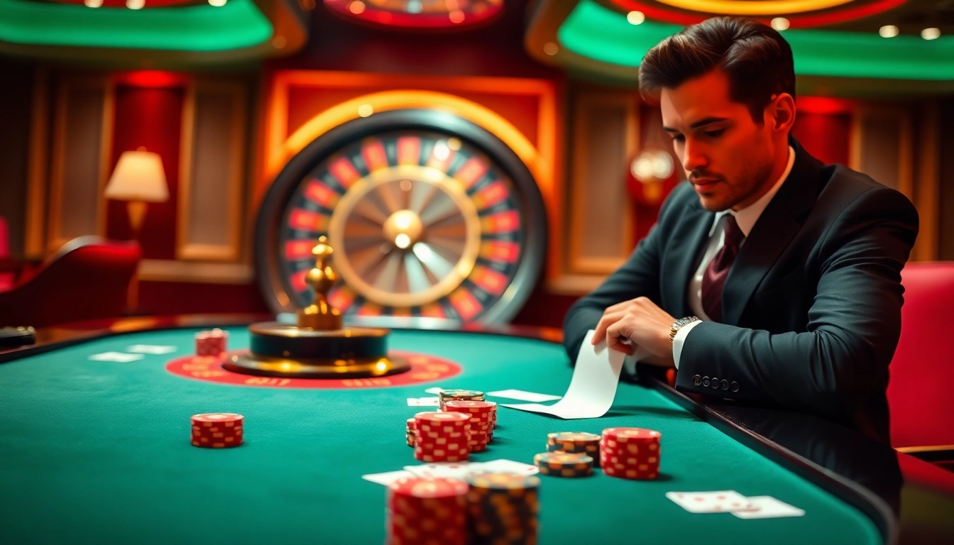 Experience high stakes gaming at 69vn.gb.net with vibrant poker chips and an exciting roulette wheel.