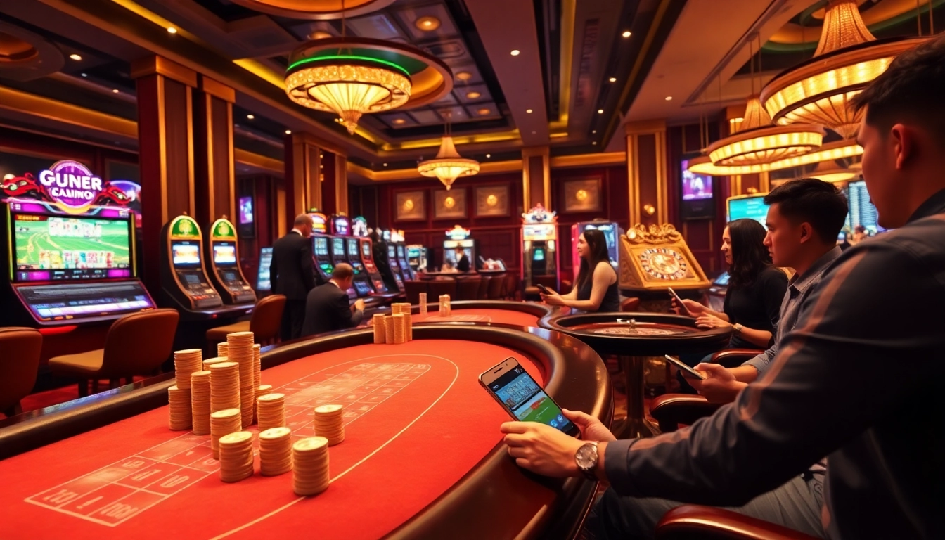 Experience excitement on RR88 Trang Chủ with players at live casino tables and engaging slot machines.