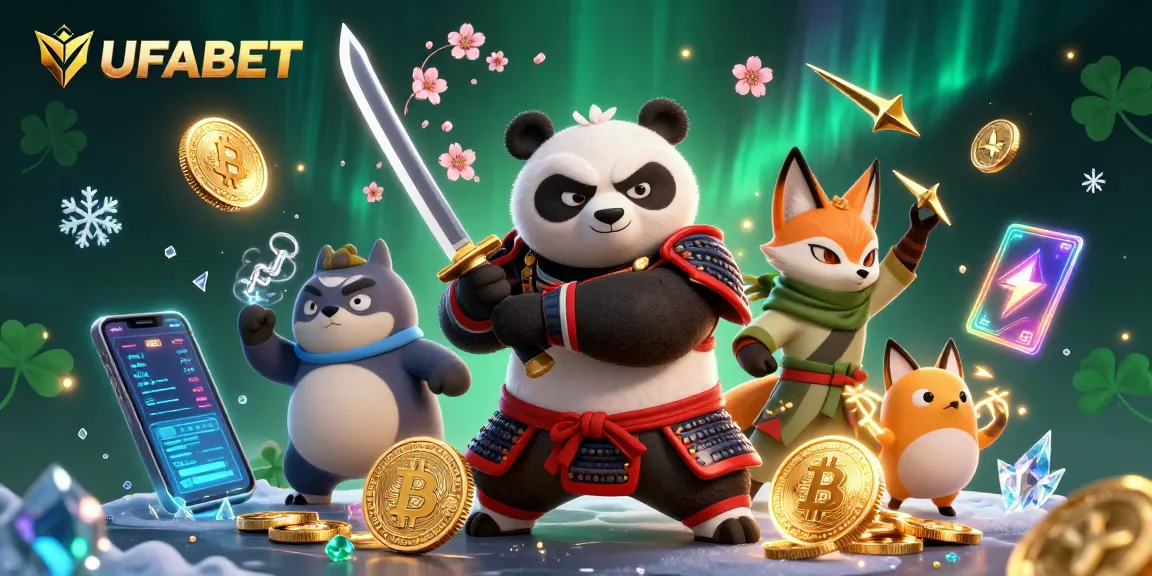 Experience thrill with UFABET's dynamic gaming scene featuring samurai panda and ninja fox.
